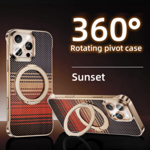 Carbon Fiber Phone Case With Magnetic Bracket For iPhone
