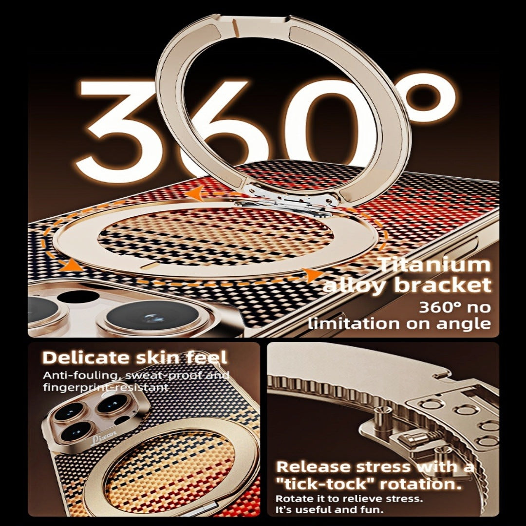 Carbon Fiber Phone Case With Magnetic Bracket For iPhone - 图片 7